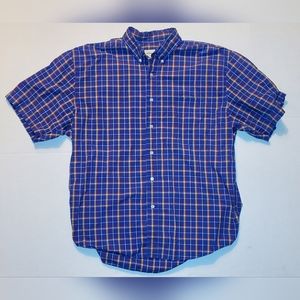 Eddie Bauer Men's Button Up Shirt Large Short Sleeve Blue
